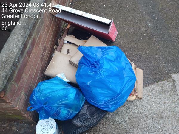NEXT TO THE BINS ON THE PAVEMENT AS USUAL. -30 Grove Crescent Road, Stratford, London, E15 1BJ