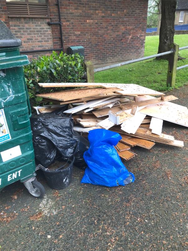 49-95. Please clear flytip of wood from by the recycling banks end closest to footpath to Mayow Road-11 Hazel Grove, London, SE26 4JH