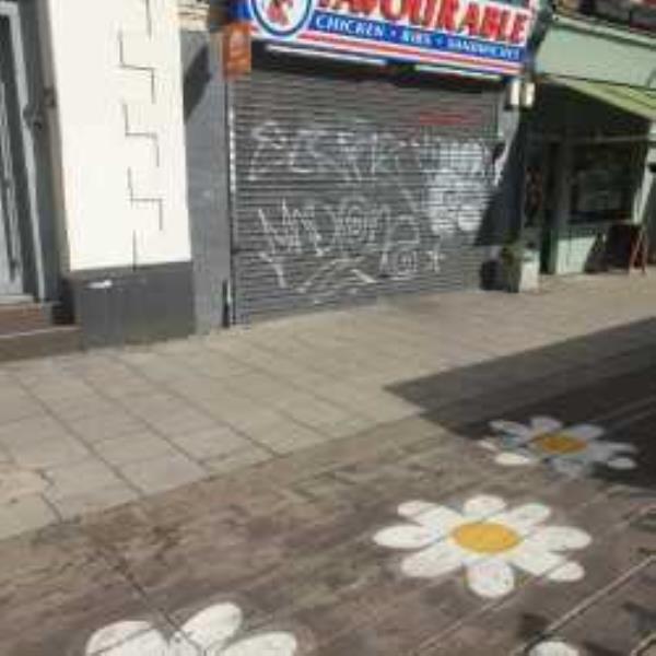 Remove graffiti from shutters of chicken shop.
Reported via Fix My Street-2-6 Staplehurst Road, London, SE13 5NB