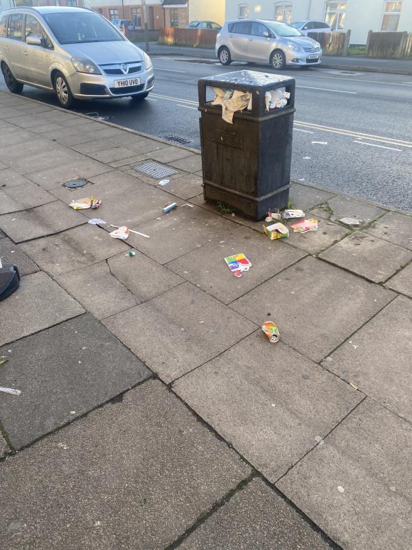 Hi front of my business have bin, still not collected for last 2 days now , it  flying for windy, can you please collect asap, thank you -256A, Victoria Road East, Leicester, LE5 0LF