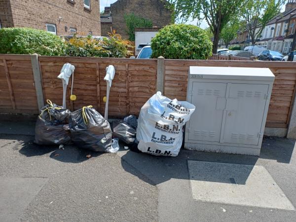 Cardboard boxes and household waste fly tipped at 159 Wakefield Street, E6.-159 Wakefield Street, East Ham, London, E6 1LG