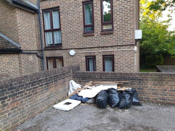Rubbish bags in front of 85A Cranfield Road. Have been there for weeks.-85A Cranfield Road