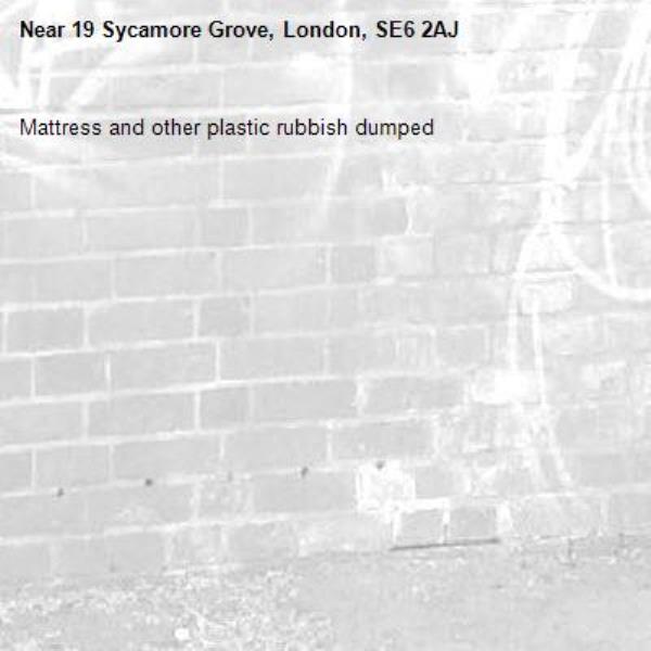 Mattress and other plastic rubbish dumped-19 Sycamore Grove, London, SE6 2AJ