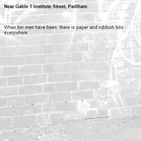 When bin men have been, there is paper and rubbish bits everywhere-Gable 1 Institute Street, Padiham