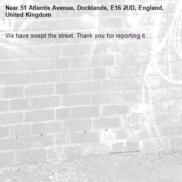 We have swept the street. Thank you for reporting it.-51 Atlantis Avenue, Docklands, E16 2UD, England, United Kingdom