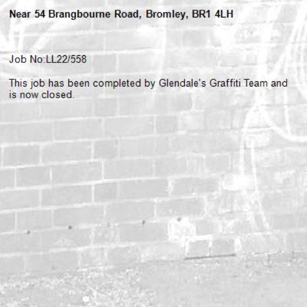 Job No:LL22/558

This job has been completed by Glendale's Graffiti Team and is now closed.-54 Brangbourne Road, Bromley, BR1 4LH
