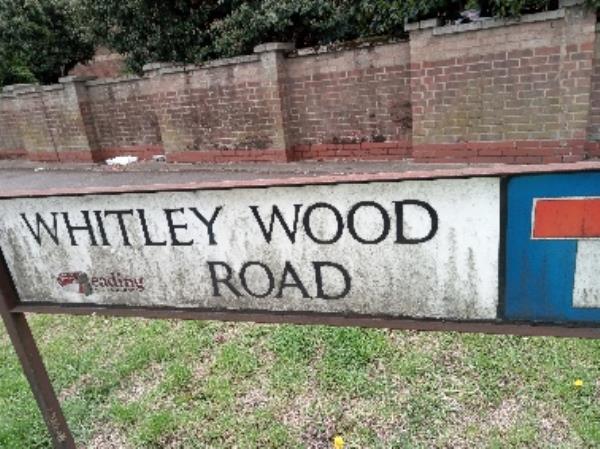 Dirty street nameplate -238 Whitley Wood Road, Reading, RG2 8TH