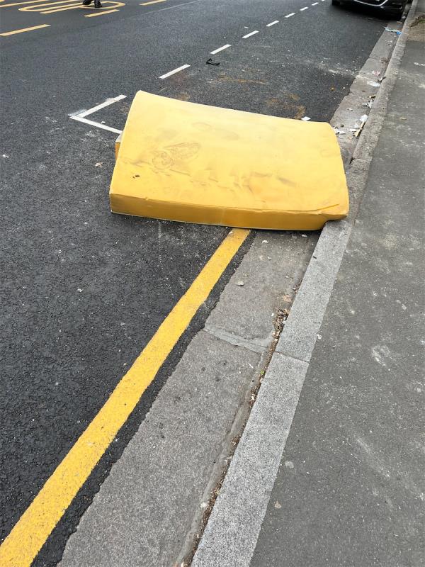 Mattress dumped on road in parking bay. -4 Park Avenue, East Ham, London, E6 2SP