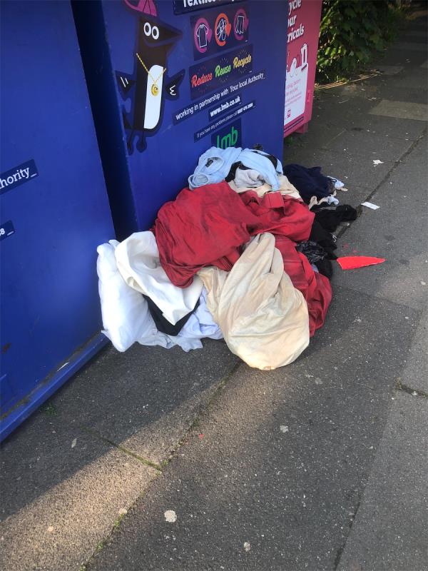 Randlesdown Road by Clothing Bank. Please clear bags-Randisbourne Gardens, London