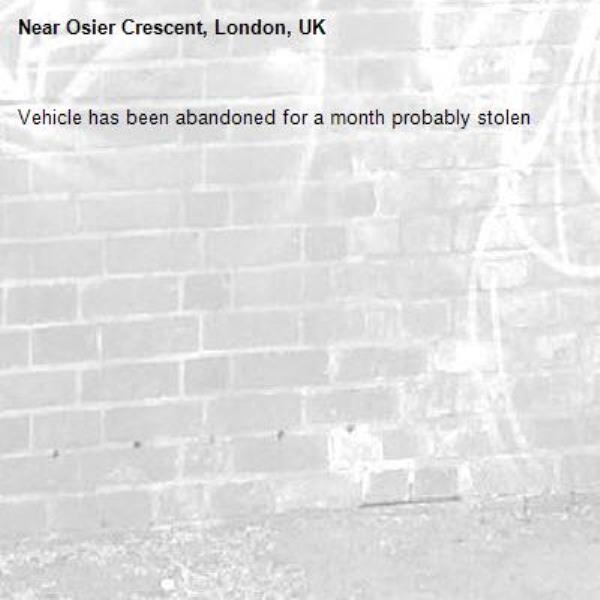 Vehicle has been abandoned for a month probably stolen -Osier Crescent, London, UK