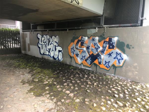 Remove graffiti from underneath Docklands Railway Viaduct-Broadway Fields