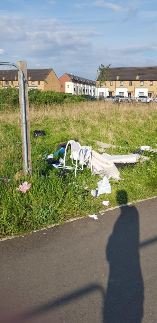 Fly tipping. I can see other reports of this from weeks ago but still not resolved.-19 Charles Bennion Walk, Leicester, LE4 5HU