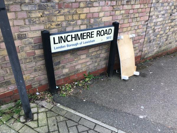 Junction of Linchmere Road. Please clear flytip of a piece of wood-26 Baring Rd, London SE12 0PW, UK