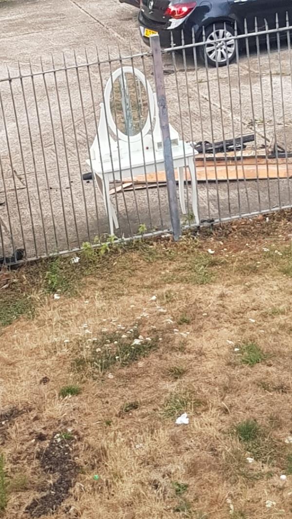 Ive reported this before. The contents in the drums could be dangerous.  Please remove asap. All dumped by unknown persons. Rear of car park in dukes court, barking rd E62LP  Bottlebank drive?  Entrance to flats FACING Burgess rd e6-Dukes Court Barking Road, East Ham, E6 2LP