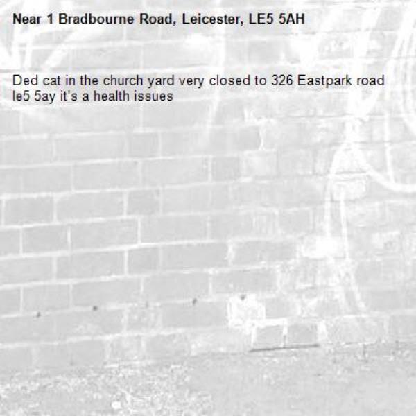 Ded cat in the church yard very closed to 326 Eastpark road le5 5ay it’s a health issues -1 Bradbourne Road, Leicester, LE5 5AH
