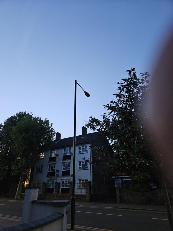 The street light is flashing on and off. It has been like this for many weeks -First Floor Flat, 1A, Dorset Road, Forest Gate, London, E7 8PR
