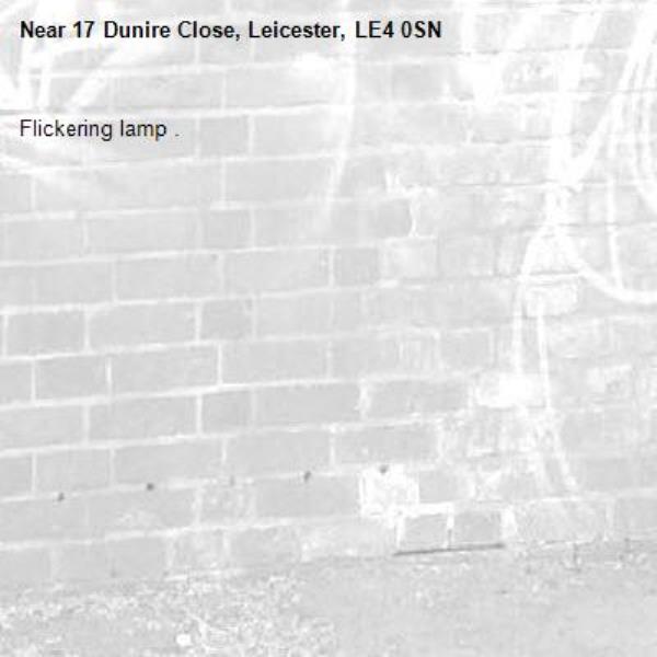 Flickering lamp . -17 Dunire Close, Leicester, LE4 0SN