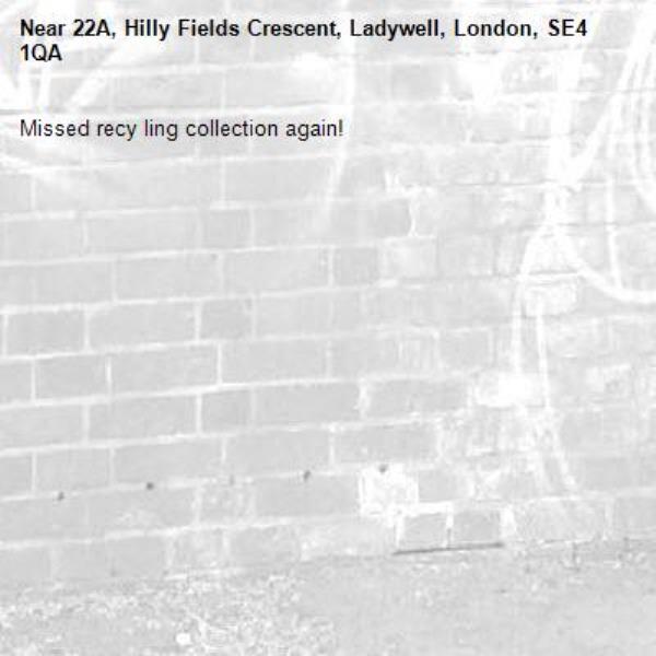 Missed recy ling collection again! -22A, Hilly Fields Crescent, Ladywell, London, SE4 1QA