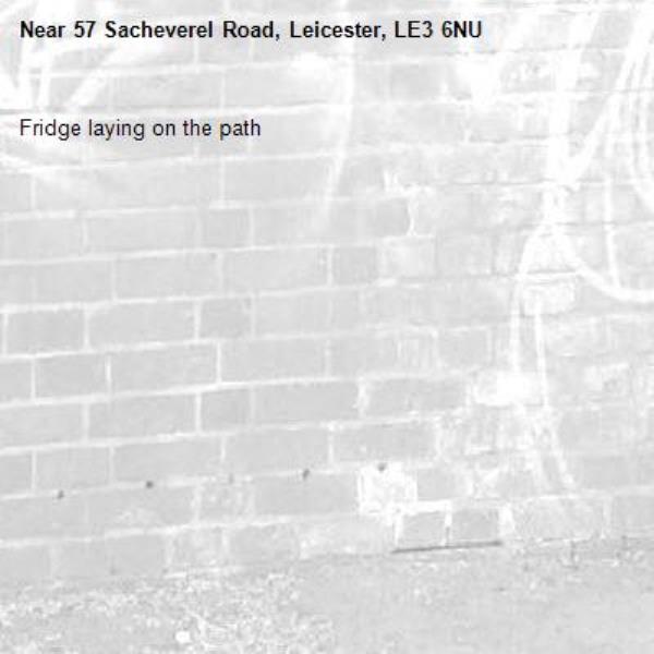 Fridge laying on the path-57 Sacheverel Road, Leicester, LE3 6NU