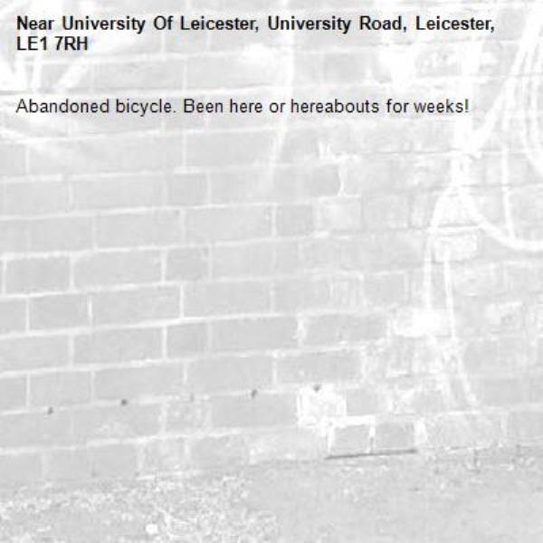 Abandoned bicycle. Been here or hereabouts for weeks! -University Of Leicester, University Road, Leicester, LE1 7RH