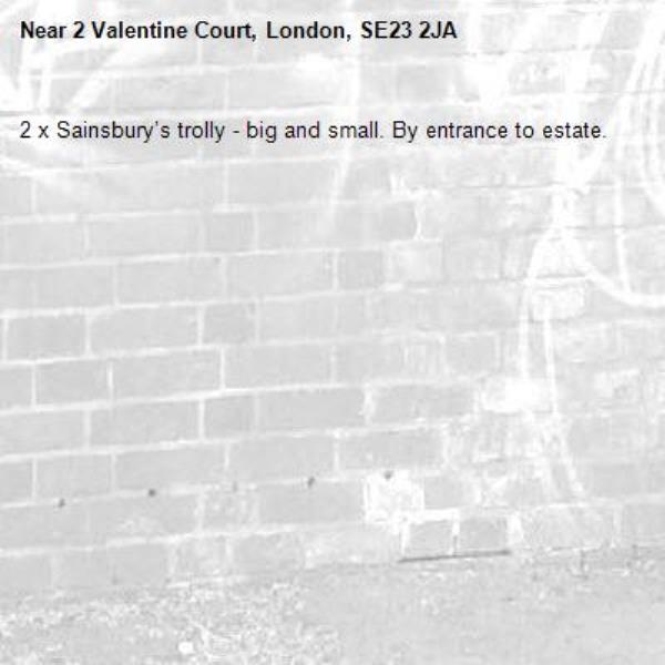 2 x Sainsbury’s trolly - big and small. By entrance to estate.-2 Valentine Court, London, SE23 2JA