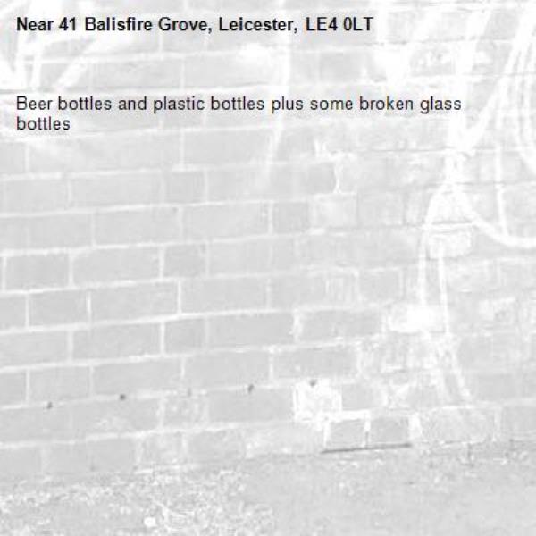 Beer bottles and plastic bottles plus some broken glass bottles -41 Balisfire Grove, Leicester, LE4 0LT