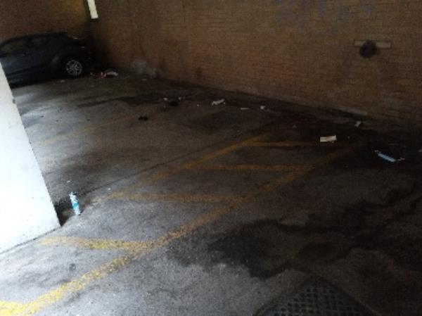 Washing down filthy and smelly carpark -Icon House Merchants Place, Reading, RG1 1EQ