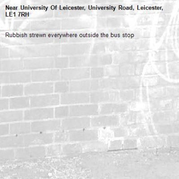 Rubbish strewn everywhere outside the bus stop-University Of Leicester, University Road, Leicester, LE1 7RH