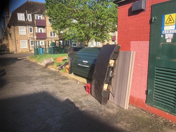 34-44. Please clear flytip from front of sub  station-34 Crutchley Road, London, SE6 1QL