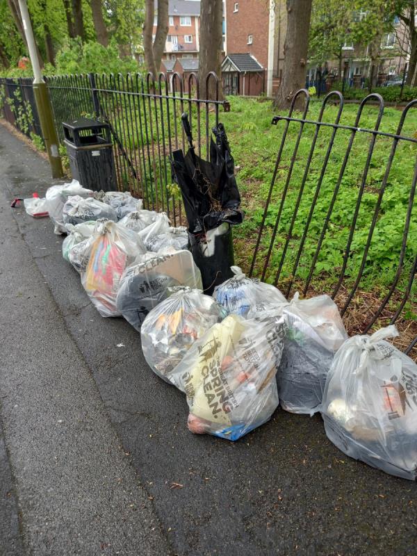 Womble litter pick (LEV) 16 bags of general rubbish collected and left by the bin on Crafton street east at the side of the park-First Floor, 89-91 Crafton Street East, Leicester, LE1 2DG