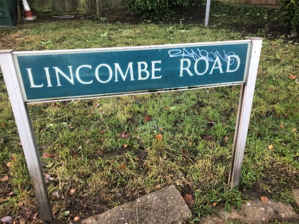 Junction of Northover. Remove graffiti from street sign-3 Lincombe Road, Bromley, BR1 5HJ