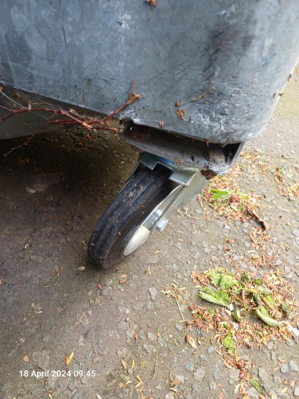 Please can you replace this paladin or replace the buckled wheel which the bin men did.
Thank you Steven Willis (Caretaker)-Keppel House, Grove Street, London, SE8 3LU