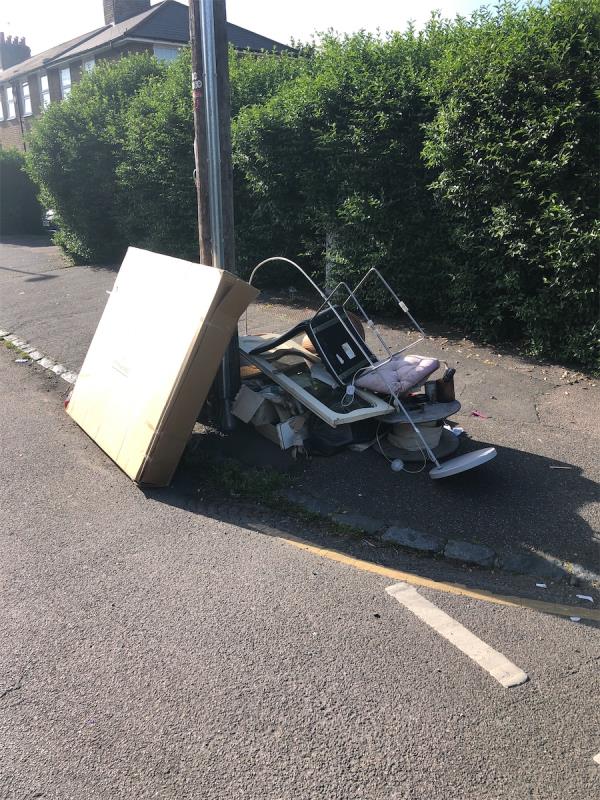 Fly tipped in the same place they flytip everyday-21 Romborough Way, Hither Green, London, SE13 6NS