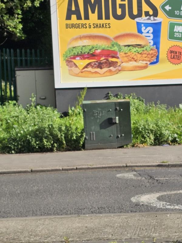 Tagging on utility box-Mcdonalds Restaurant, Uxbridge Road, Southall, UB1 3EG