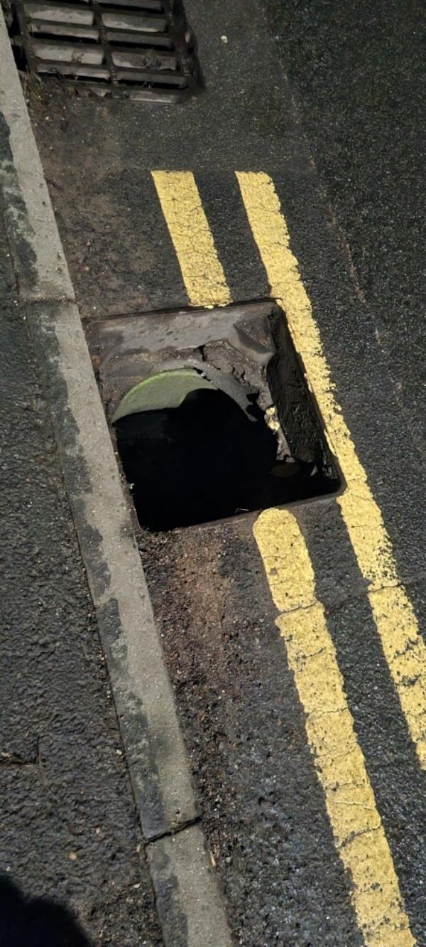 Grid off drain on narrow part of road Mountfor Lane very dangerous-14 Nightingale Place, Bilston, WV14 6LZ