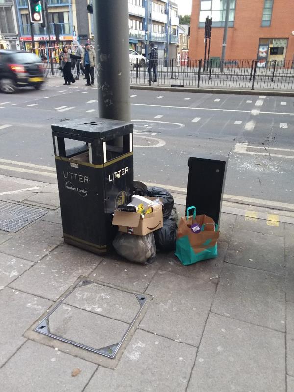 litter and bin bags at location-1 Park Lane, Stratford, E15 2JG, England, United Kingdom