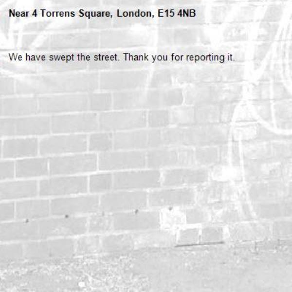 We have swept the street. Thank you for reporting it.-4 Torrens Square, London, E15 4NB