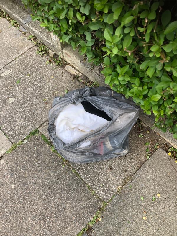 Please clear an abandoned waste bag-88 Capstone Road, Bromley, BR1 5NB