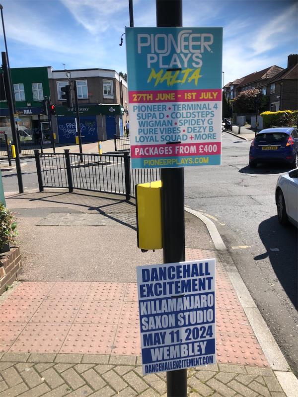 Junction of Downham Way. Please clear flypostering from traffic lights-1 Moorside Road, Bromley, BR1 5EP