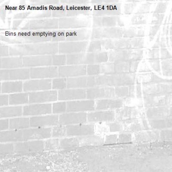 Bins need emptying on park -85 Amadis Road, Leicester, LE4 1DA