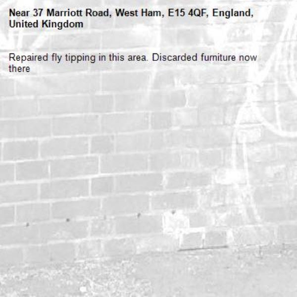 Repaired fly tipping in this area. Discarded furniture now there-37 Marriott Road, West Ham, E15 4QF, England, United Kingdom