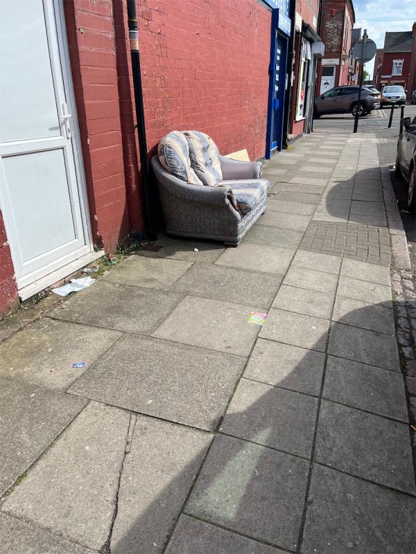 Sofa left on the pavement -31 Ross Walk, Leicester, LE4 5HH