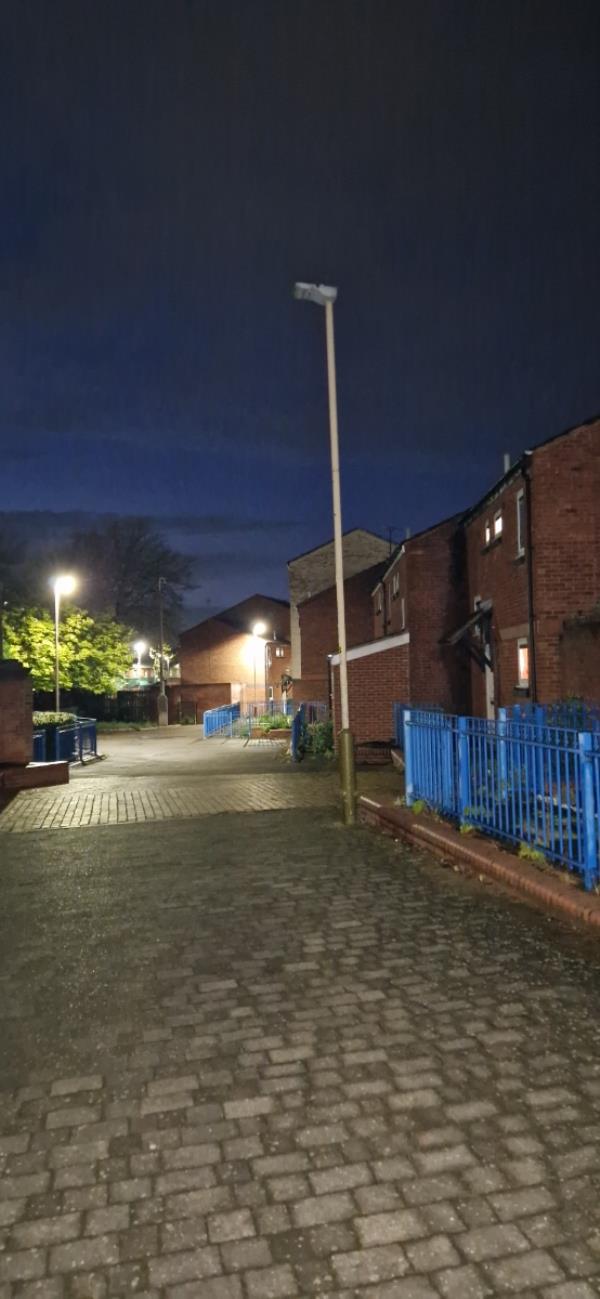 Street light has not been working the past few months. -14 Redwood Walk, Leicester, LE5 0FN