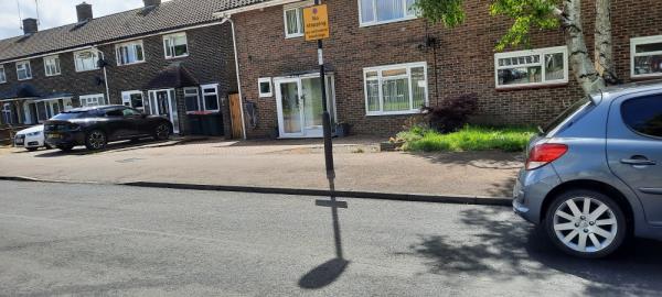 It is the road marking on the road. The School Keep clear has not been repainted and nor have the double yellow lines at least 2 weeks after resurfacing and thus people park where the children are-46 Loppets Road, Crawley, RH10 5DP