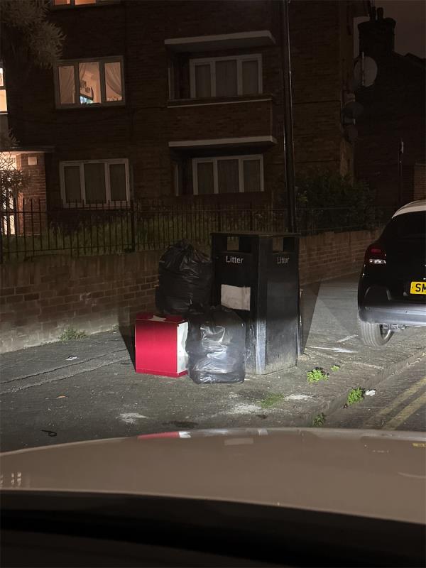 rubbish and discarded draw opposite 14 Lonsdale Avenue -20 Lonsdale Avenue, East Ham, London, E6 3JY
