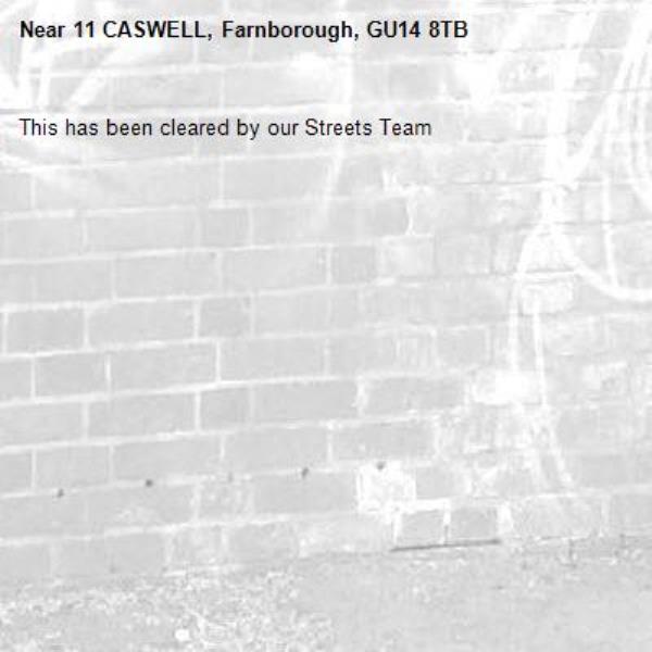 This has been cleared by our Streets Team-11 CASWELL, Farnborough, GU14 8TB
