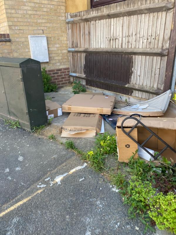 Some discarded furniture and large cardboard packaging-51 Ranelagh Road, London, E15 3DP