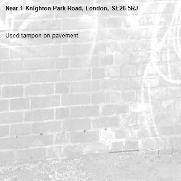 Used tampon on pavement-1 Knighton Park Road, London, SE26 5RJ