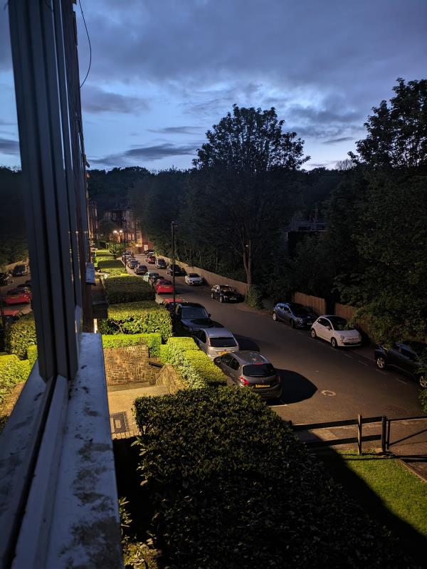 Two street lights are out on South Close N6.   SC6E has been out for several months.  Each time it is reported, we are told it has been fixed, but is has not.   Currently it is completely dark.   SC5E is now out as well.   Photo attached 2024-05-05 and 8pm.   You can see that the next light SC4E is on, but SC6E and SC5E are off.   They remain off all night.-26 South Close, Hornsey, London, N6 5UQ