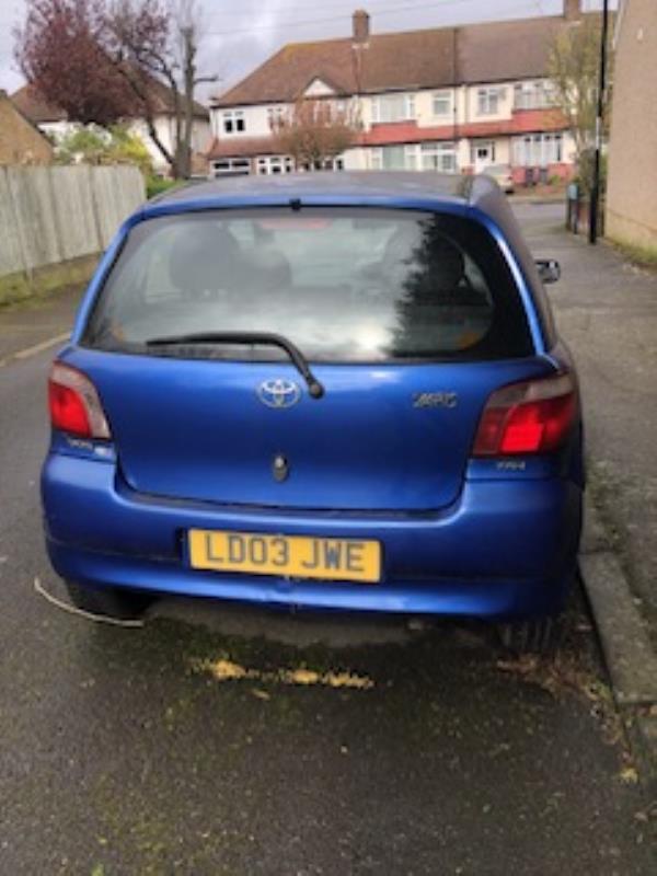 Vehicle with removed front plate - not moved for over 6 weeks.-Rushey Green Primary School, Culverley Road, Catford, London, SE6 2LA